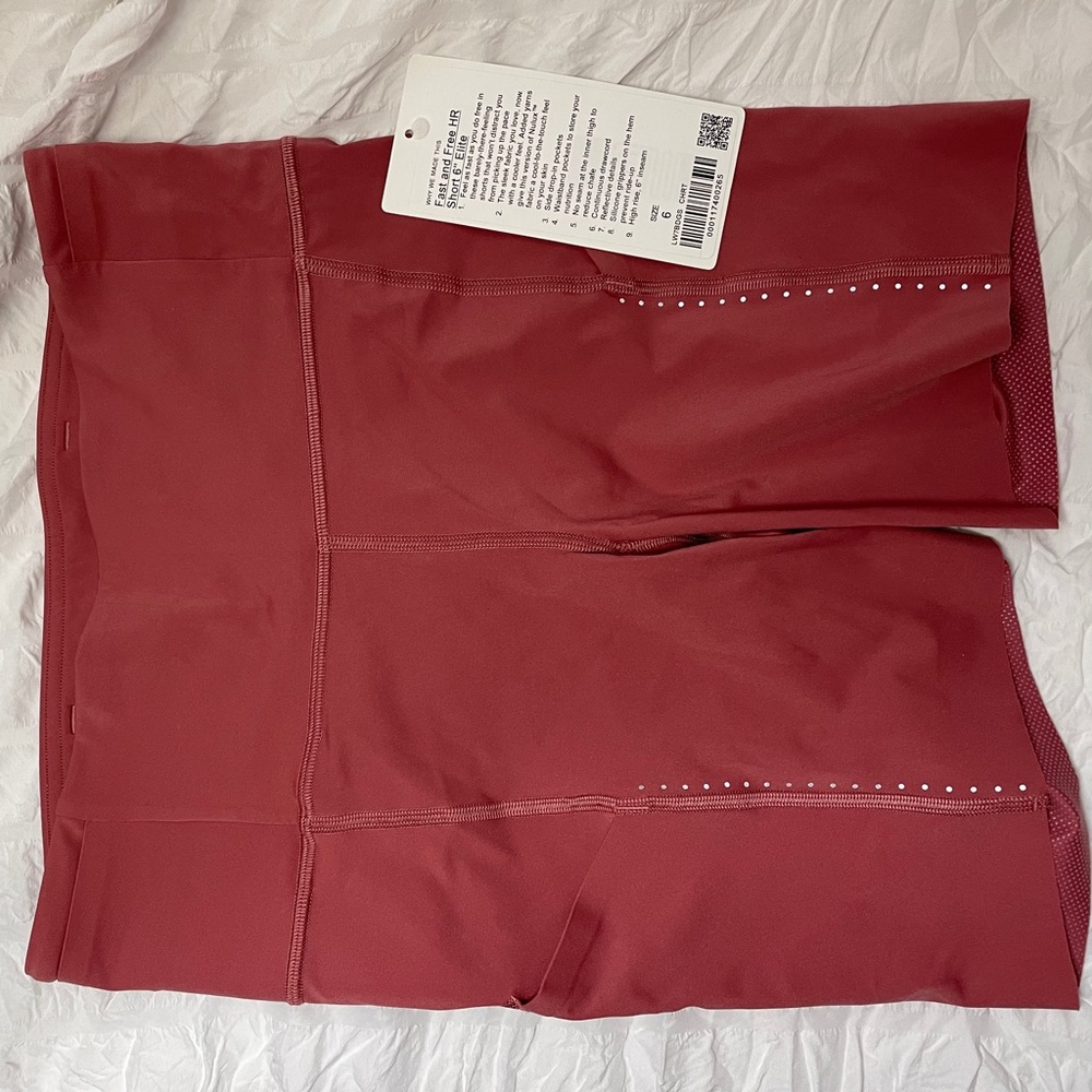 Lululemon Fast and Free shorts elite 6” Size 6 NWT